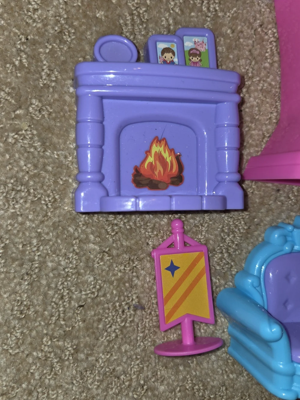 Kids Pink and Purple Princess Castle Playset with Blue Accents 10 Piece Set